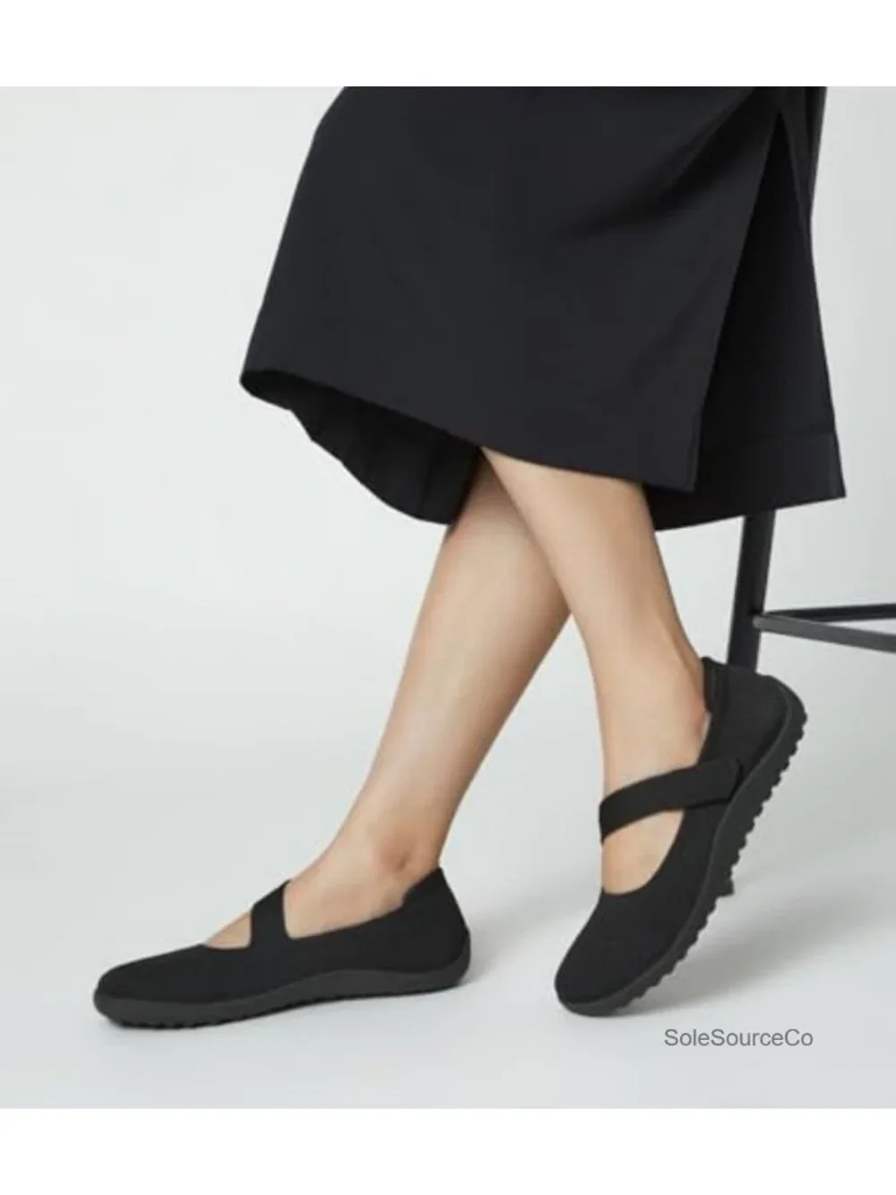 Women's Mary Jane Flats Wide Toe Box Knit Slip On Adjustable Strap Comfortable